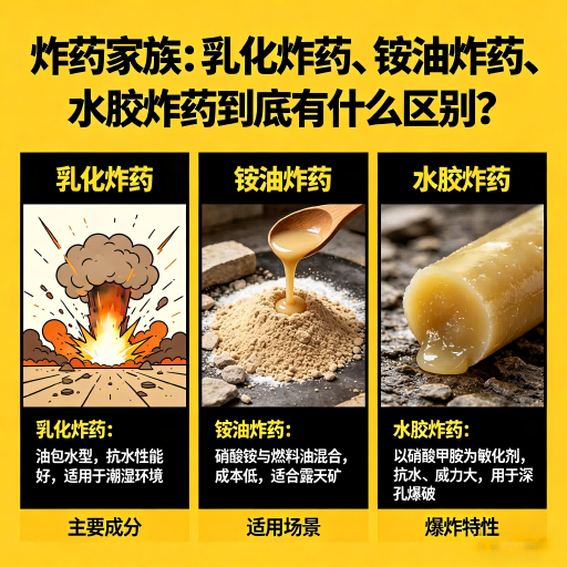 塔河炸药家族：乳化炸药、铵油炸药、水胶炸药到底有什么区别？